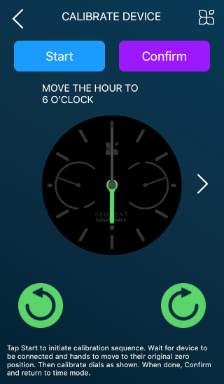 Screenshot of Sequent app watch calibration